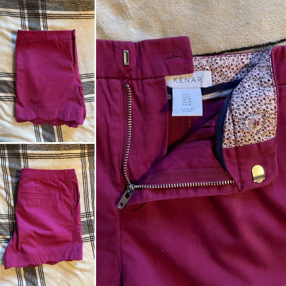 KENAR - Magenta Scalloped Shorts